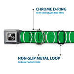Dog Bone Seatbelt Buckle Collar - Rings Camo Neon Green/White