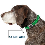 Dog Bone Seatbelt Buckle Collar - Rings Camo Neon Green/White