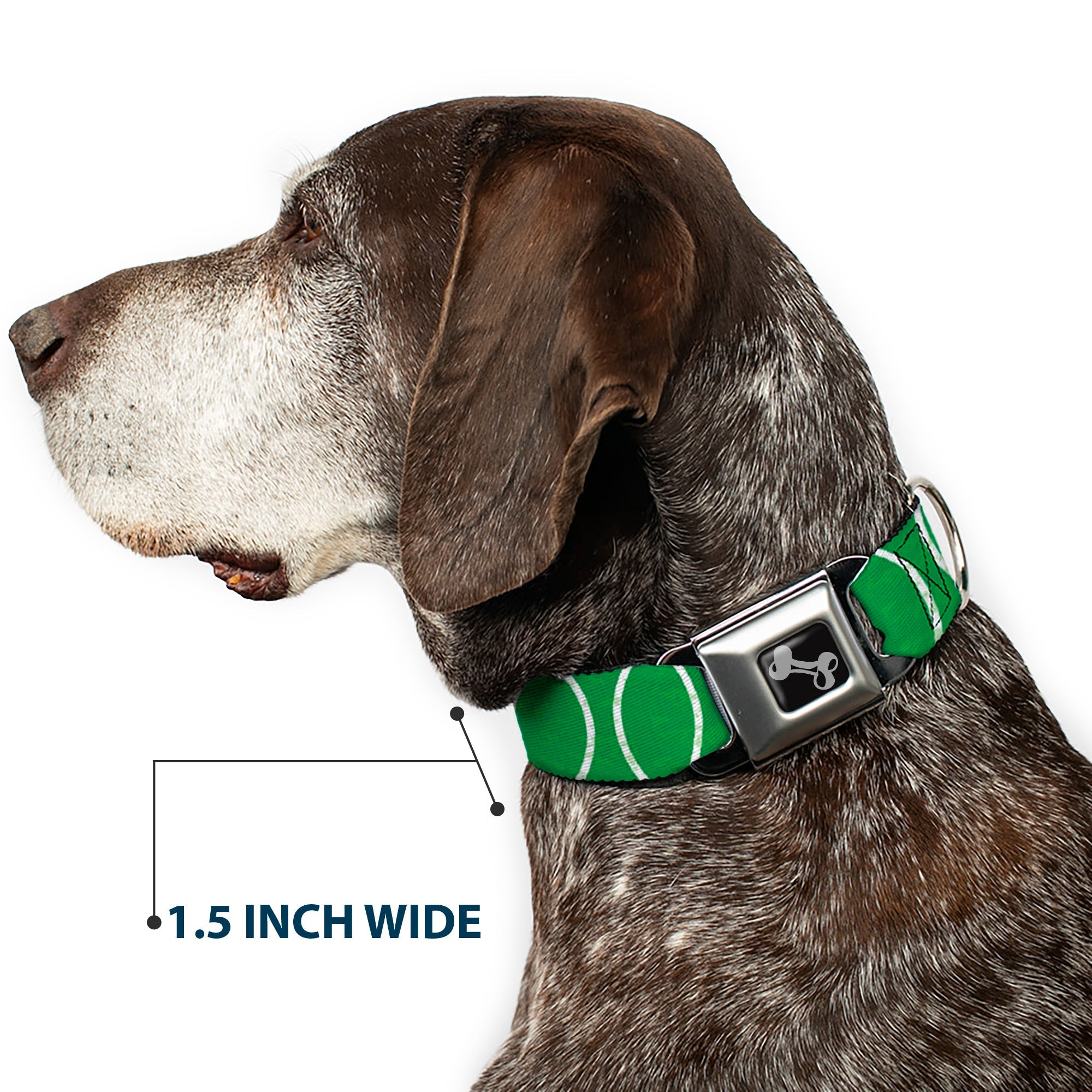Dog Bone Seatbelt Buckle Collar - Rings Camo Neon Green/White