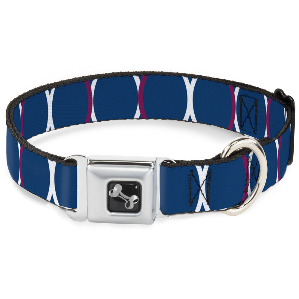 Dog Bone Seatbelt Buckle Collar - Rings Turquoise/White/Fuchsia