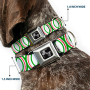 Dog Bone Seatbelt Buckle Collar - Rings White/Green/Red