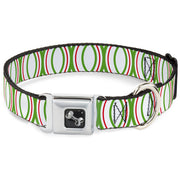 Dog Bone Seatbelt Buckle Collar - Rings White/Green/Red