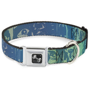 Dog Bone Seatbelt Buckle Collar - Retro Monster Aqua