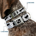 Load image into Gallery viewer, Dog Bone Seatbelt Buckle Collar - RIDE ME Skateboard w/Mini Checker White/Gray/Black
