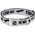 Load image into Gallery viewer, Dog Bone Seatbelt Buckle Collar - RIDE ME Skateboard w/Mini Checker White/Gray/Black
