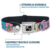 Dog Bone Seatbelt Buckle Collar - Robots Pastel Blocks