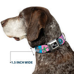 Dog Bone Seatbelt Buckle Collar - Robots Pastel Blocks