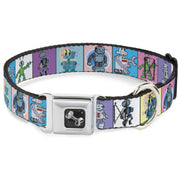 Dog Bone Seatbelt Buckle Collar - Robots Pastel Blocks