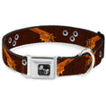 Load image into Gallery viewer, Buckle-Down Seatbelt Buckle Dog Collar - Revolvers Brown/Orange
