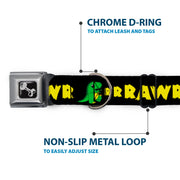 Dog Bone Seatbelt Buckle Collar - RRRAWR Dinosaur Black/Green/Yellow