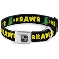 Load image into Gallery viewer, Dog Bone Seatbelt Buckle Collar - RRRAWR Dinosaur Black/Green/Yellow
