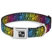 Dog Bone Seatbelt Buckle Collar - Zebra Rainbow Ombre