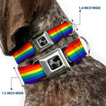 Load image into Gallery viewer, Dog Bone Black/Silver Seatbelt Buckle Collar - Rainbow Print
