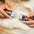 Load image into Gallery viewer, Dog Bone Black/Silver Seatbelt Buckle Collar - Rainbow Print
