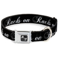 Load image into Gallery viewer, Dog Bone Seatbelt Buckle Collar - RACKS ON RACKS Black/White
