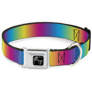 Dog Bone Black/Silver Seatbelt Buckle Collar - Rainbow Ombre