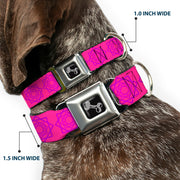 Dog Bone Seatbelt Buckle Collar - Rotating Squares Pink/Purple