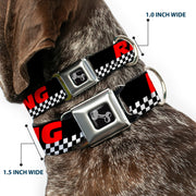 Dog Bone Seatbelt Buckle Collar - RACING w/Checker Black/White/Red