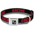 Load image into Gallery viewer, Dog Bone Seatbelt Buckle Collar - RACING w/Checker Black/White/Red
