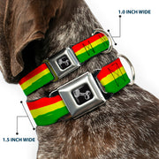 Dog Bone Seatbelt Buckle Collar - Rasta Stripes Painted Green/Yellow/Red