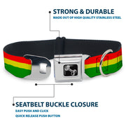 Dog Bone Seatbelt Buckle Collar - Rasta Stripes Painted Green/Yellow/Red