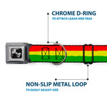 Dog Bone Seatbelt Buckle Collar - Rasta Stripes Painted Green/Yellow/Red