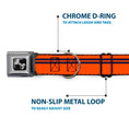 Load image into Gallery viewer, Dog Bone Seatbelt Buckle Collar - Racing Stripe Orange/Navy
