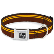 Dog Bone Seatbelt Buckle Collar - Racing Stripe Brown/Gold