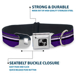 Dog Bone Seatbelt Buckle Collar - Racing Stripes Purple/Gray/White/Black