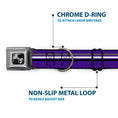 Load image into Gallery viewer, Dog Bone Seatbelt Buckle Collar - Racing Stripes Purple/Gray/White/Black
