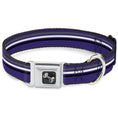 Load image into Gallery viewer, Dog Bone Seatbelt Buckle Collar - Racing Stripes Purple/Gray/White/Black
