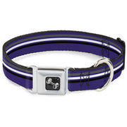 Dog Bone Seatbelt Buckle Collar - Racing Stripes Purple/Gray/White/Black