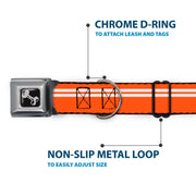 Dog Bone Seatbelt Buckle Collar - Racing Stripe Orange/White