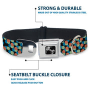 Dog Bone Seatbelt Buckle Collar - Polka Dots Stacked Black/Blue/Sage/Brown