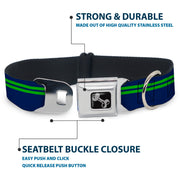 Dog Bone Seatbelt Buckle Collar - Racing Stripe Navy/Bright Green