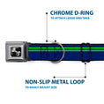 Load image into Gallery viewer, Dog Bone Seatbelt Buckle Collar - Racing Stripe Navy/Bright Green
