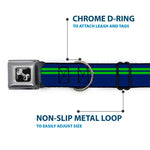 Dog Bone Seatbelt Buckle Collar - Racing Stripe Navy/Bright Green