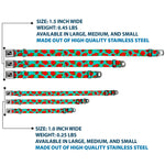 Dog Bone Seatbelt Buckle Collar - Red Roses/Polka Dots Turquoise