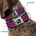 Load image into Gallery viewer, Dog Bone Seatbelt Buckle Collar - ROUTE 66 Highway Sign/Stripe Blue/White/Red
