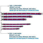 Dog Bone Seatbelt Buckle Collar - ROUTE 66 Highway Sign/Stripe Blue/White/Red