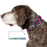 Dog Bone Seatbelt Buckle Collar - ROUTE 66 Highway Sign/Stripe Blue/White/Red