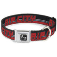 Load image into Gallery viewer, Dog Bone Seatbelt Buckle Collar - RIP CITY/Stripe/Mesh Black/Gray/Red
