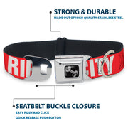 Dog Bone Seatbelt Buckle Collar - RIP CITY Red/White