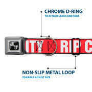 Dog Bone Seatbelt Buckle Collar - RIP CITY Red/White