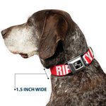 Dog Bone Seatbelt Buckle Collar - RIP CITY Red/White