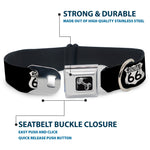 Dog Bone Seatbelt Buckle Collar - ROUTE 66 Highway Sign Repeat Black/White