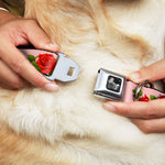 Dog Bone Seatbelt Buckle Collar - Rose Trio/Leaves Pink