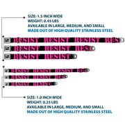 Dog Bone Seatbelt Buckle Collar - RESIST Stencil Black/Pink