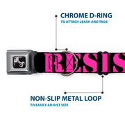 Dog Bone Seatbelt Buckle Collar - RESIST Stencil Black/Pink