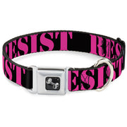 Dog Bone Seatbelt Buckle Collar - RESIST Stencil Black/Pink